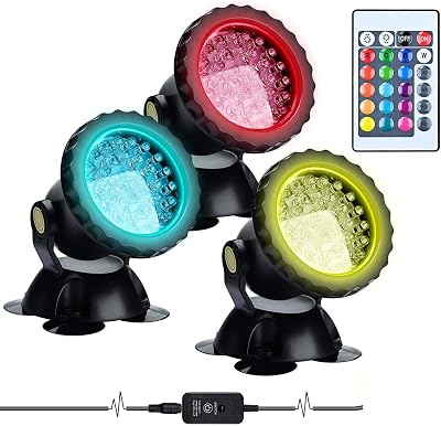 Lychee RGB Waterproof Underwater Spot Lights Set of 3 with Remote DC12V