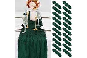 ABKLESACH 20 Pack Emerald Green Table Runner 10Ft Cheesecloth Table Runner Boho Gauze Table Runner Long Cheese Cloth Table Runner Romantic Sheer Fabric Table Runners for Wedding Party Bridal Shower