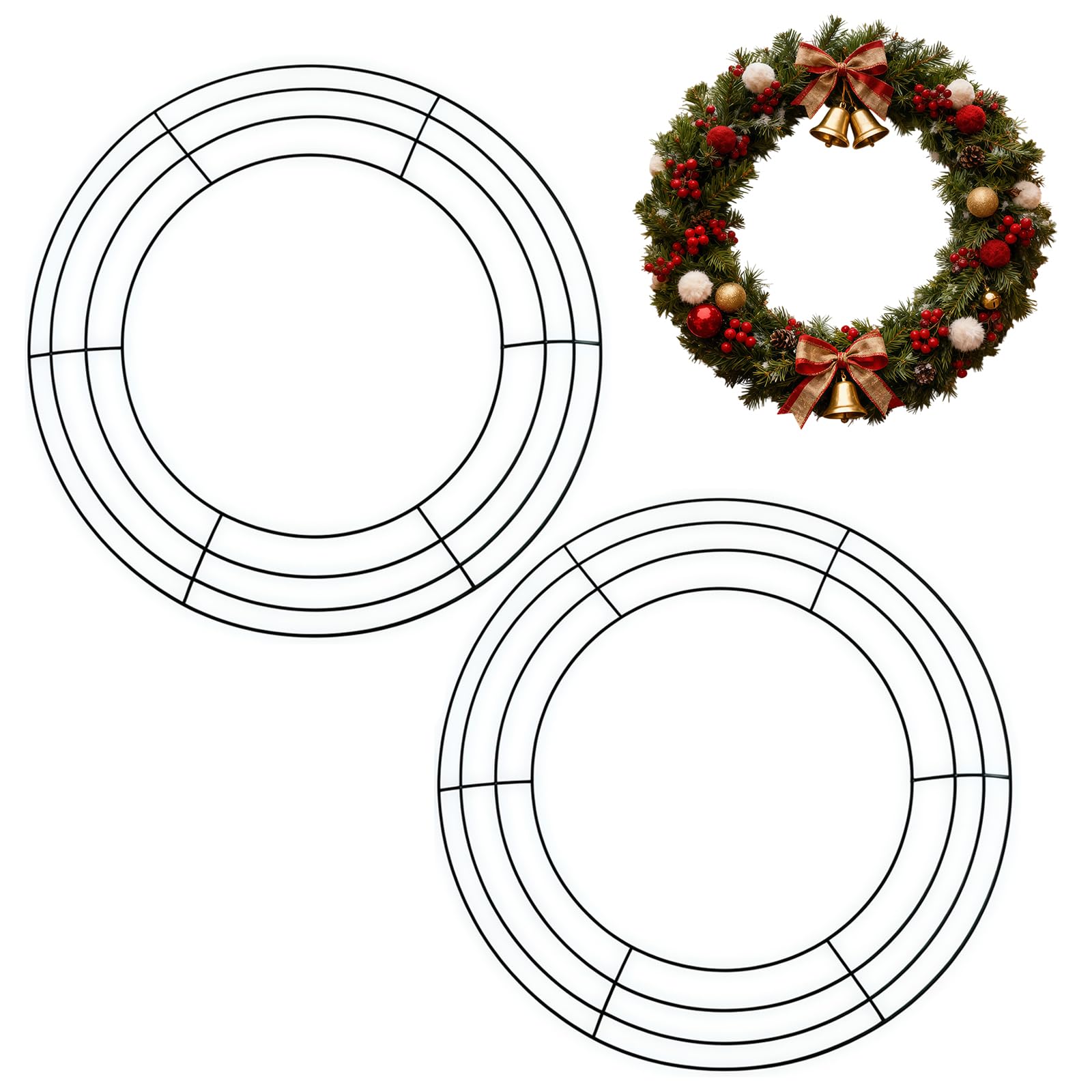 2 Pack Green Christmas Wire Wreath Rings 12inch Metal Wreath Frame,30cm Large Round Wire Wreath Frame for Christmas Wreath Making Rings Base,Wedding Garland Ring,Garden, Home Supplies DIY Crafts