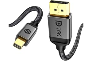 Silkland 16K Mini DisplayPort to DisplayPort 2.1 Cable, [16K@60Hz, 8K@120Hz, 4K@144Hz] HDR, DSC1.2a, G-Sync FreeSync, Mini DP