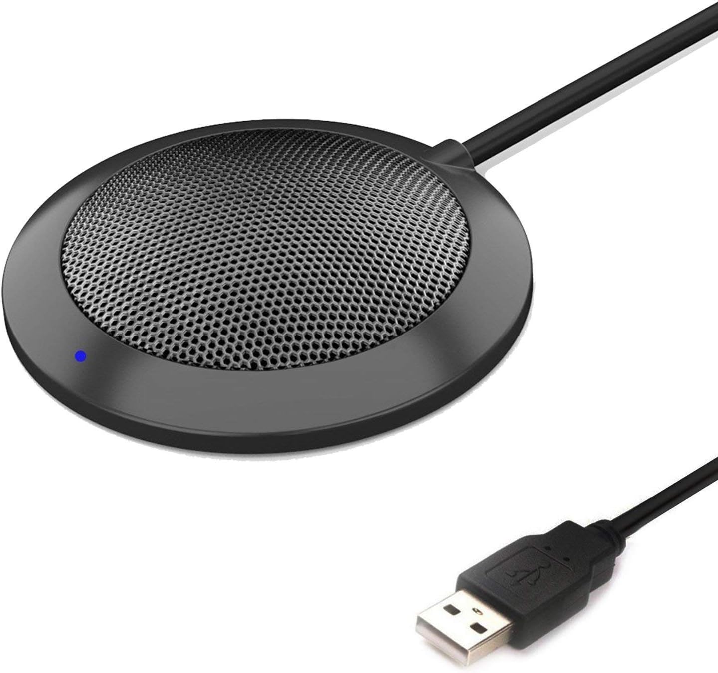 JASZW Computer Microphone, USB Portable Omnidirectional Condenser Boundary Laptop Conference Microphone for Recording, VoIP Calls with 360°10ft Pickup Range