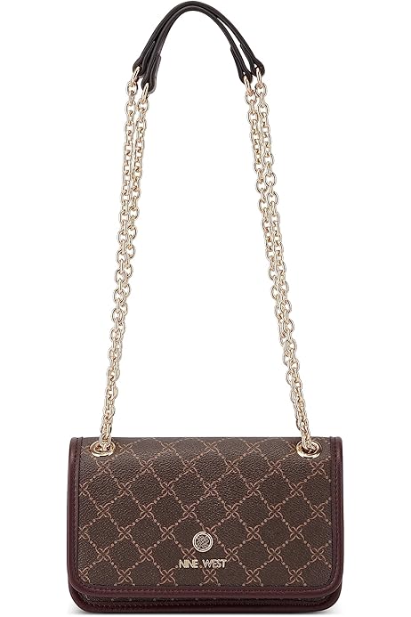 Nine West kyelle Convertible Chain Crossbody Flap, Mocha Logo  