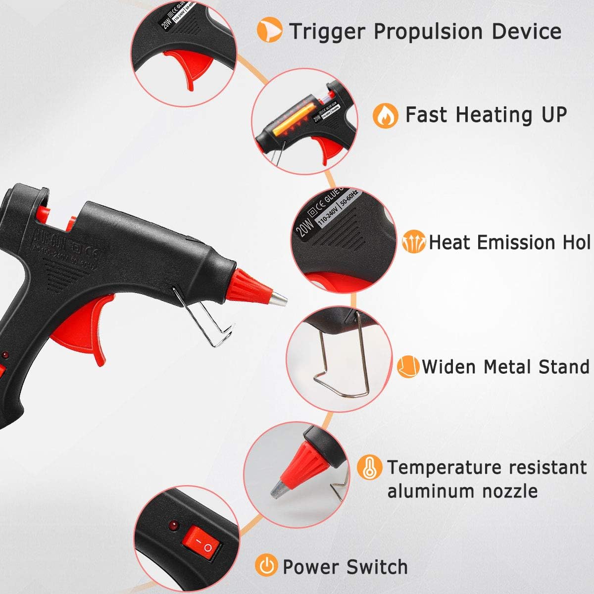 Hot glue gun, 20W Temp Mini Melt Glue Gun with 20PCS Glue sticks, Heating Fast, Perfect for DIY School Projects, Home Quick Repairs, Creative Arts & Crafts: Home Improvement