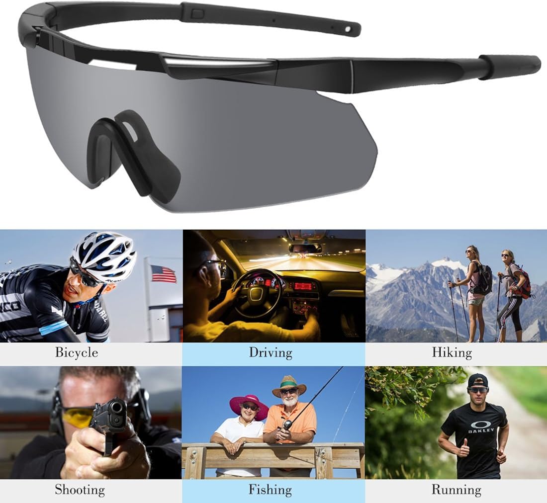 XAegis Tactical Eyewear 3 Interchangeable Lenses Outdoor Unisex Shooting Glasses: Clothing