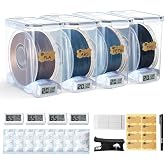 FUITNERD Filament Storage Box - 4 Pack 4L 3D Printer Filament Containers with 4 Hygrometers, Airtight Dry Boxes for Sealing and Protection, Water-Proof &amp; Dust-Proof, Reusable Desiccant, Tube Cutter