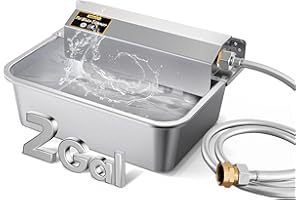 PETSOLON Automatic Dog Water Dispenser, 2 Gallons 304 Stainless Steel Large Dog Water Bowl Dispenser for Indoor/Outdoor, Pet & Livestock Water Feeder, Auto Fill, Fits GHT 3/4" Faucet, Easy to Clean