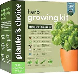 Herb Garden Growing Kit - Complete Kit - Easily Grow 4 Indoor Herbs from Seeds (Basil, Cilantro, Chives & Parsley) & Comprehensive Guide - Unique Gardening Gifts for Women & Men : Plant Starter Kits