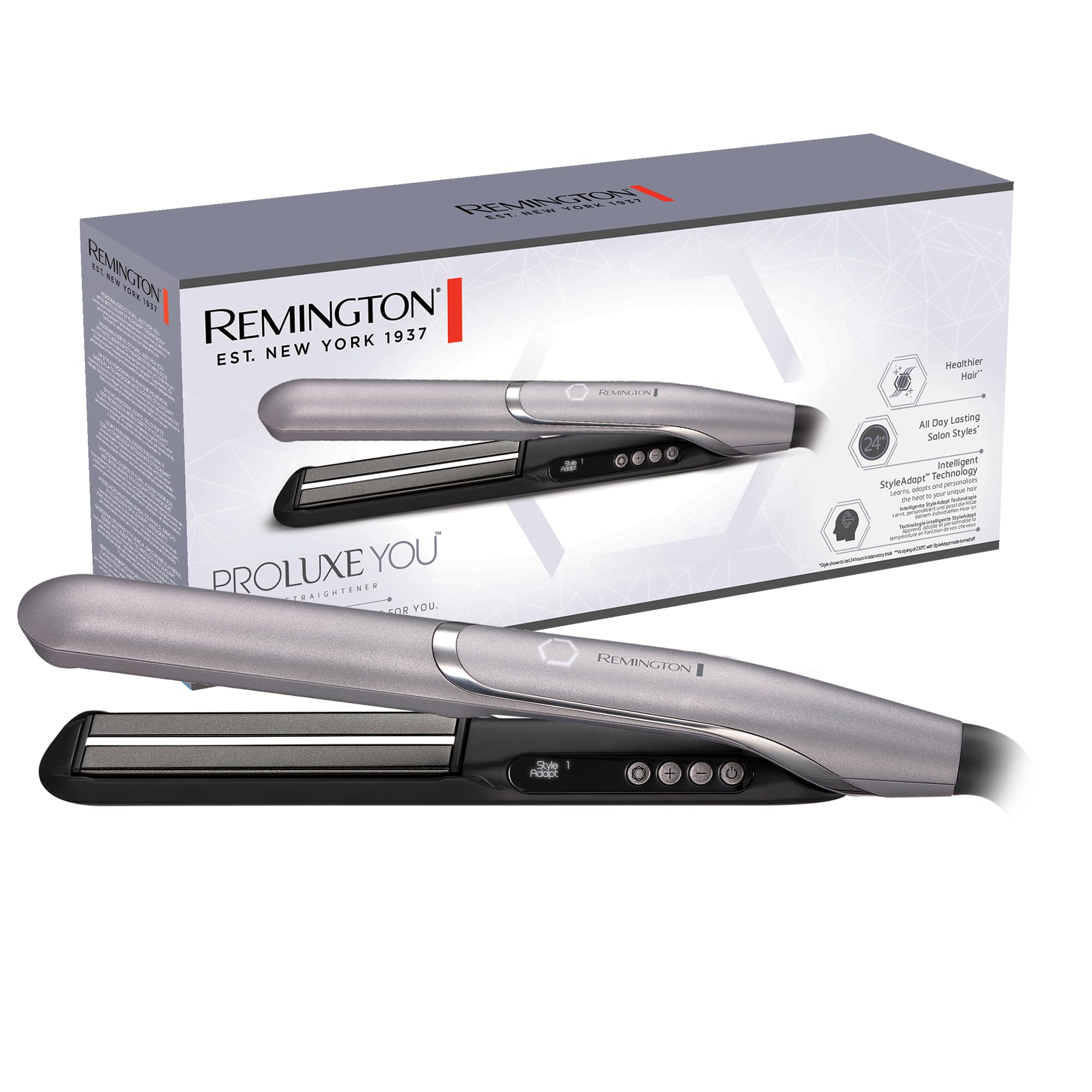 Remington Piastra per Capelli [Piastre rivestite con Diamond-Ceramic da 110 mm, Tecnologia Intelligente StyleAdapt™ che Regola il Calore] PROluxe You (9 T° 150–230°C, Capelli Lisci e Luminosi) S9880