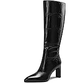 Spikyrose Women's Chunky Heel Pointed Toe Knee-high Boots