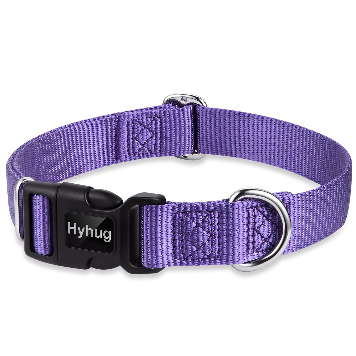 Hyhug Design Classic Basic Nylon Dog Collar, Can Install Dog Tag (Large, Ultra Violet)