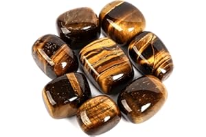 ZenQ 1/2 lb Tumbled Tigers Eye Stones for Wicca, Reiki, and Energy Crystal Healing, Natural Tigers Eye Stone from South Africa