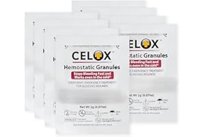 GENERIC Celox’s Granular Hemostat First Aid Blood Clotting Powder for Wound Care, Camping Safety, and Quick Clot Solution for Moderate to Severe Bleeding, Aid to Stop Bleeding Products 8 Count ILIOS Packaged