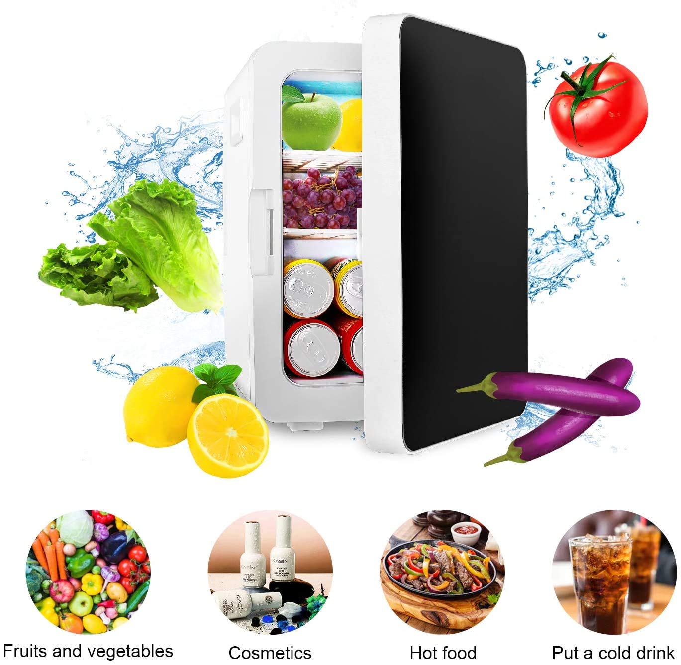 20L Mini Fridge, Mini Freezer, Large Capacity Compact Cooler and Warmer with Digital Thermostat Display and Control Temperature, Single Door Mini Fridge Freezer for Cars, Road Trips, Homes, Offices