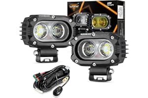 Auxbeam R4 Series LED Pod Lights 4 Inch 60W Flood Beam Offroad Lighting Square Flood Light Bar Bumper Off-Road Ditch Lights A