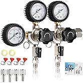 MRbrew CO2 Regulator Dual Output CGA-320 Keg Regulator Draft Beer Regulator | Quick Disconnect Threaded End Fitting with 2 Swivel Nut Barb-1/4&rsquo;&rsquo; Barb &amp; 5/16&rsquo;&rsquo; Barb, CO2 Tank Pressure Regulator