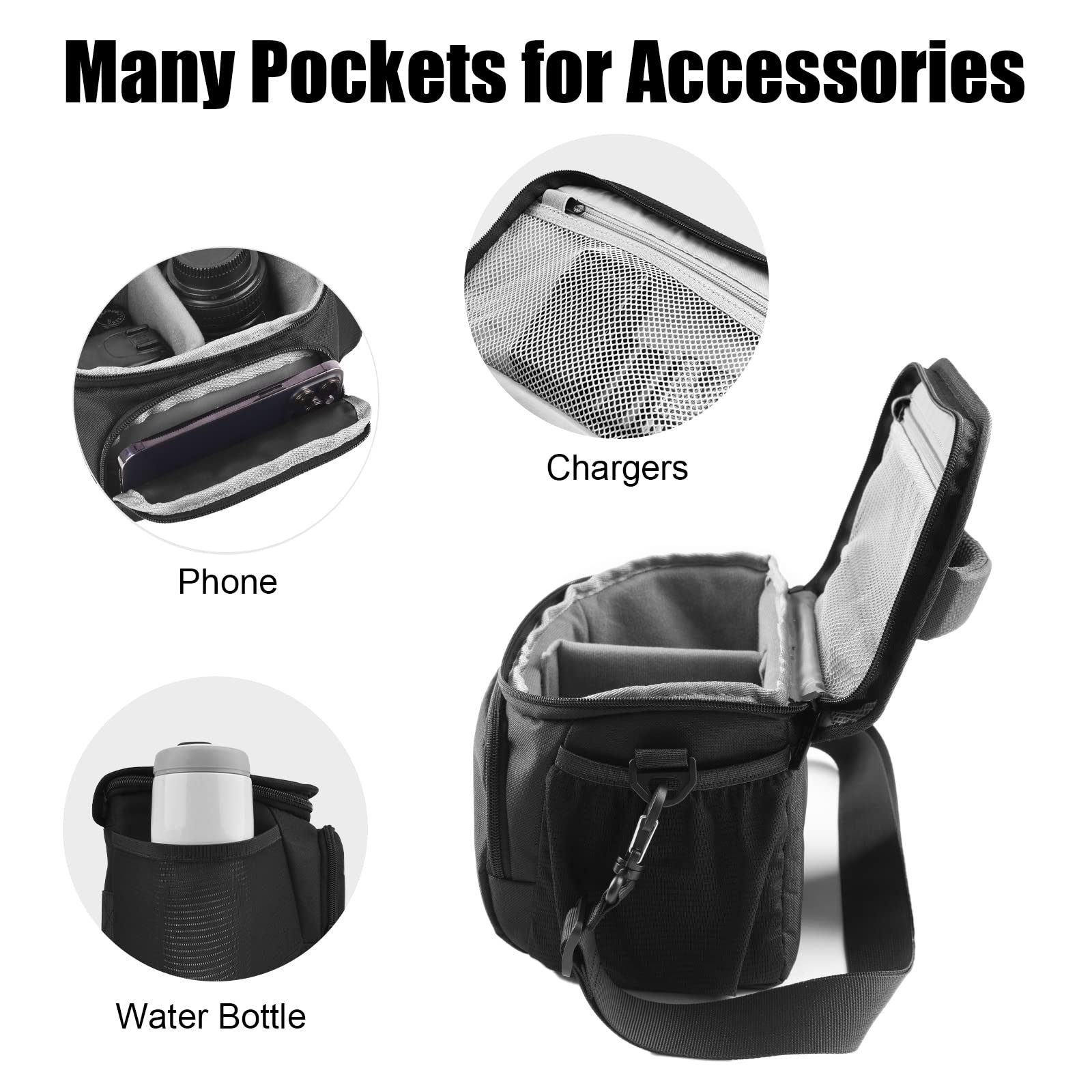 Cwatcun Small Camera Sling Bag Crossbody Camera Shoulder Case, Waterproof Travel Photography Camera Messenger Bag for Canon, Nikon, Sony, Fuji DSLR/SLR/Mirrorless Cameras, Lens and Accessories