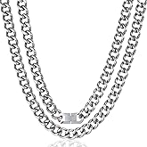 SanThree 9.5mm Pure Titanium Cuban Link Chain Necklace, Ultra Lightweight Smooth Skin Friendly Solid Titanium Curb Link Chain for Men Women Valentines Day Anniversary Birthday Gift, 24 Inch