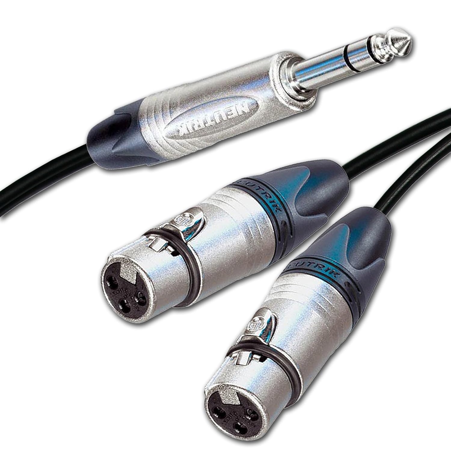 Neutrik TRS Jack Split To 2x Dual Female XLR Leads Balanced Duplicator