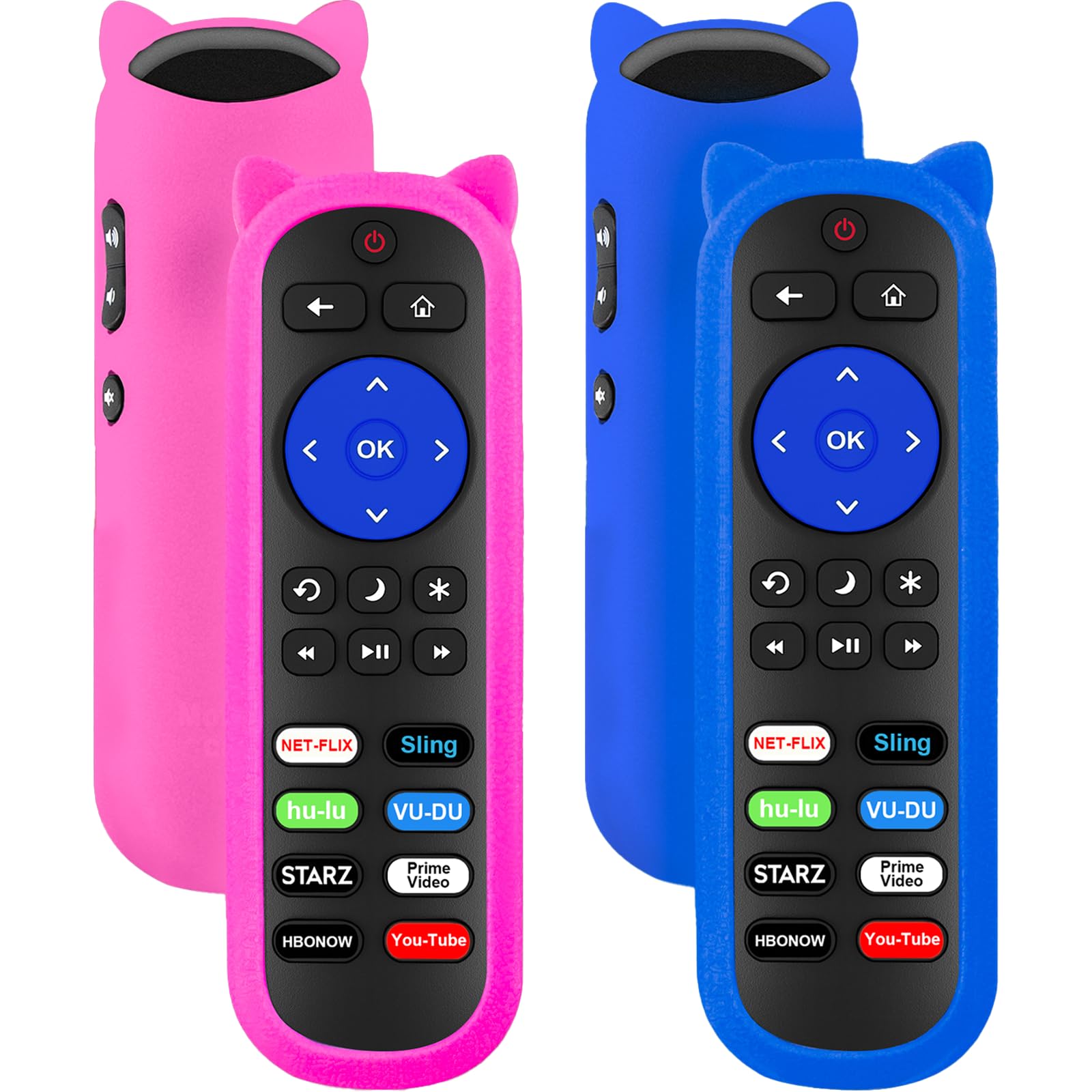 Photo 1 of (Pack of 2) RC280 Remote for Roku TV Remote with 2 Glow Covers, for TCL Roku/Onn Roku/Hisense Roku/Element/Sharp/Haier/Hitachi/LG/Sanyo/JVC/Magnavox/RCA/Philips/Westinghouse Roku Series Smart TV