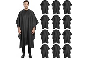 SHENLIU 12 Pcs Black Hair Cape, Large Hair Cutting Salon Cape Waterproof Shampoo Capes with Snap Closure nti Static Barber Client Capes Haircut Apron for Women Men HairStylist and Home Use, 59×47 In