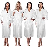 Newcotte 4 Pcs Women Bridesmaid White Bath Robe Sets Long Waffle Spa Bathrobes with Belt for Team Hotel Bachelorette Party