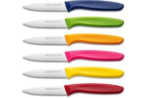 O.C.E. Paring Knives Set of 6, Paring Knife of Premium Stainless Steel, Small Kitchen Knife Set for Fruit and Vegetable, Ergo