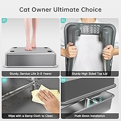 WoofiGo Enclosed Stainless Steel Cat Litter Box