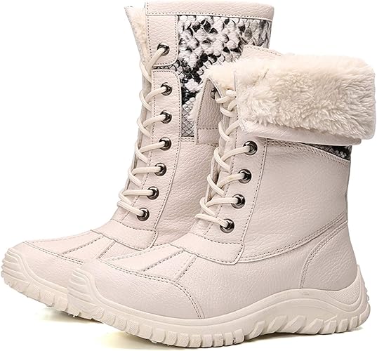 Amazon Hifeos レディース ウィンターブーツ 内ボア あったか 保温 軽量 防水 カジュアル スポーツ ウォーキング アウトドア コンフォート 冬用ブーツ ショートブーツ 裏起毛 23 5cm 雪靴 防寒 防滑 歩きやすい ベージュ 痛くない 婦人靴 冬靴 Hifeos スノー
