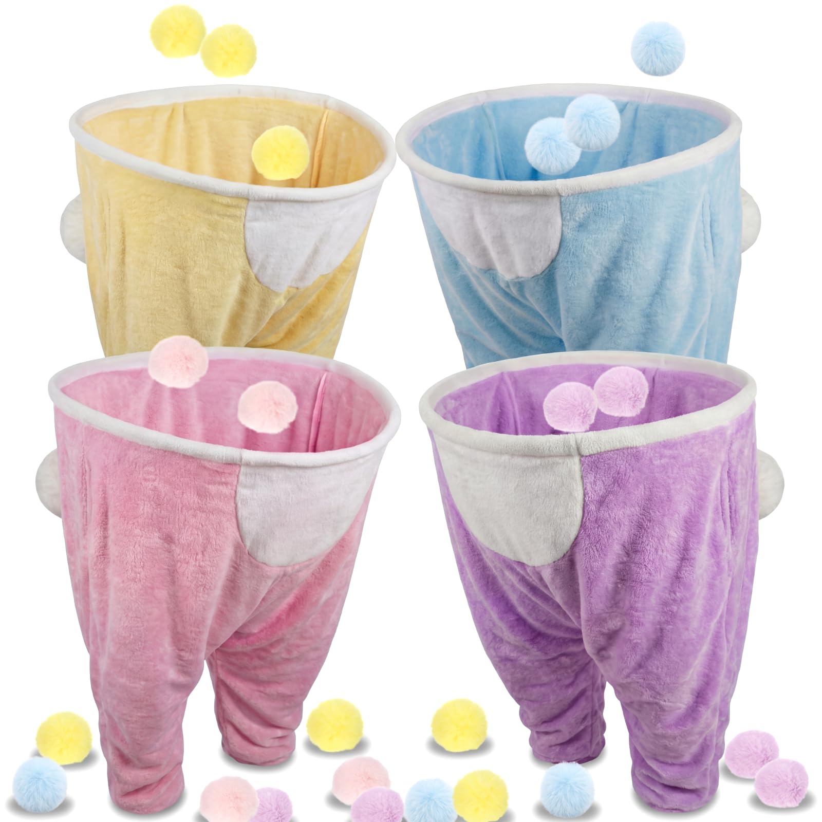 Photo 1 of Cuffbow 4 Pcs Easter Bunny Granny Pants Outdoor Game Giant Pants with 40 Pom Balls Outdoor Tossing Catching Game for Easter Party Family Reunion Spring Team Building Church Events 14+(Small)