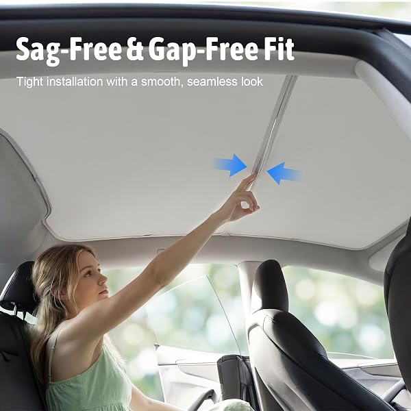 TESLA MODEL Y JUNIPER SUNSHADE ROOF 2025-2026, NO-SAG HEAT INSULATION GLASS ROOF SUNSHADE, NANO REFLECTIVE UV BLOCK SUNROOF SHADE, FOLDABLE TESLA MODEL Y JUNIPER ACCESSORIES (GRAY)