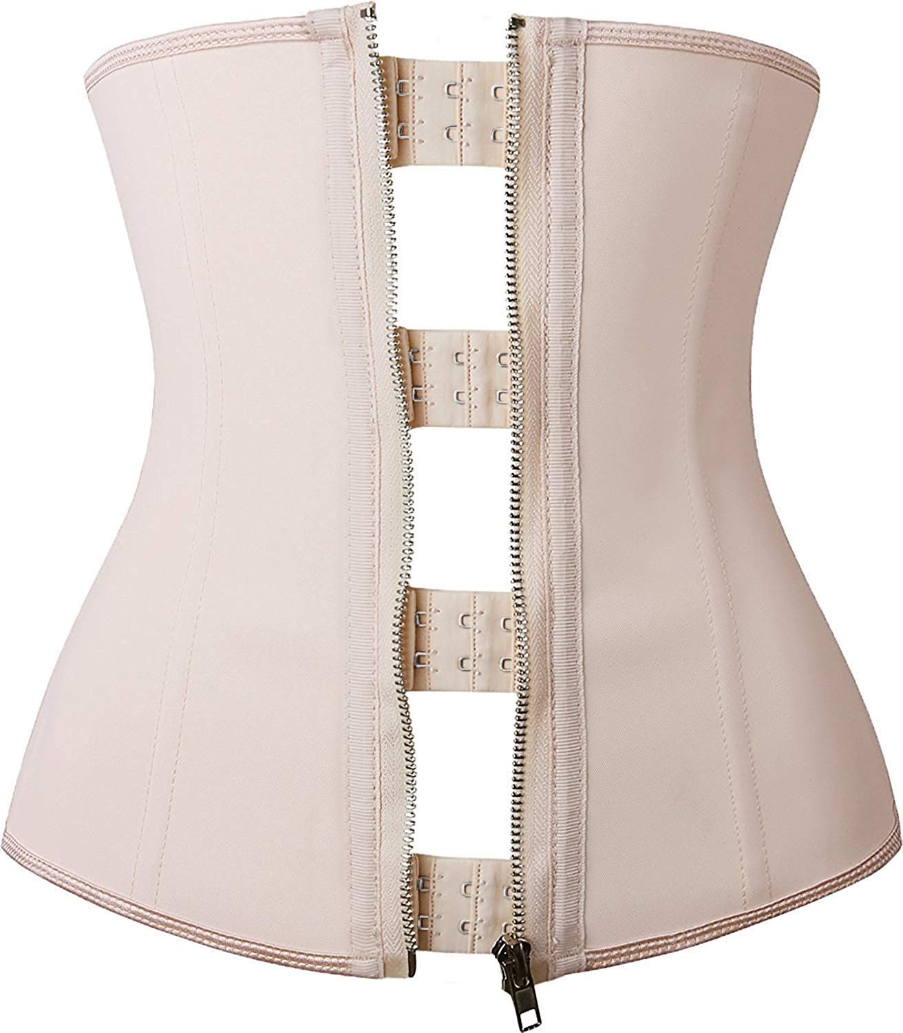 YIANNA Waist Trainer Women Body Shaper Tummy Control Corset Shapewear Latex Underbust for Weight Loss Cincher Zipper Beige 2219 L