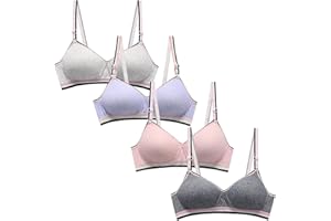 SEAUR - Girls First Bra Sport Bras Wireless Bralette Cotton Crop Top 4/5/6 Pieces Thin Pad with Adjustable Strap 12-18 Years