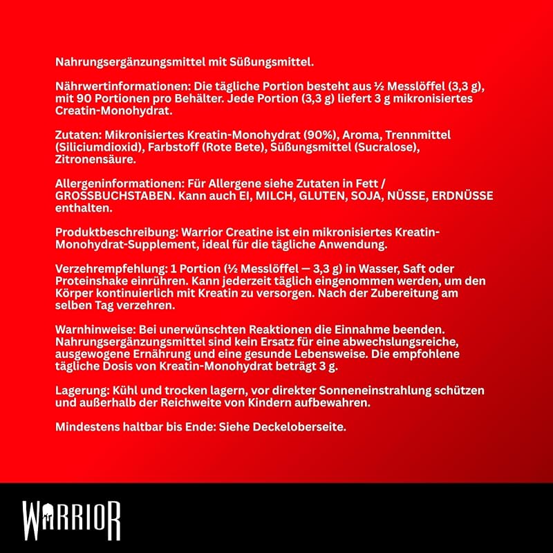 Creatin Monohydrat Pulver 500 g, Kreatin Vegan – Wilde Erdbeer 3 g pro Portion, 150 Portionen, mikronisiert, angenehmer Geschmack, laborgeprüft, für Kraft, Muskelaufbau & Ausdauer