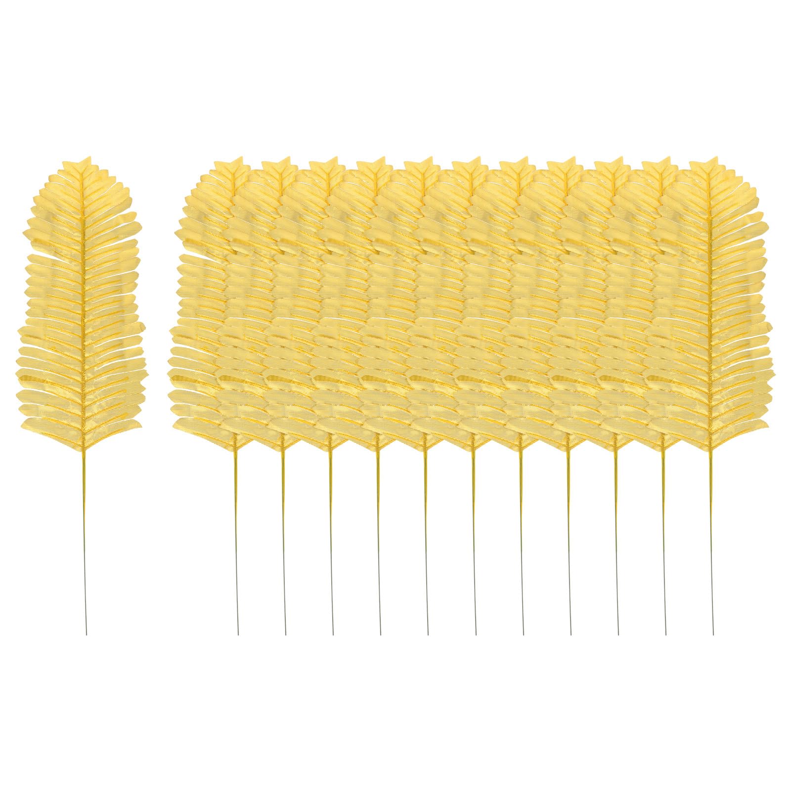 PATIKIL Gold Palm Leaves, 12 Pack Artificial Palm Leaves Faux Palm Fronds Fake Palm Leaf Simulation Tree Leaves for Home Hawaiian Jungle Beach Party, Style 15