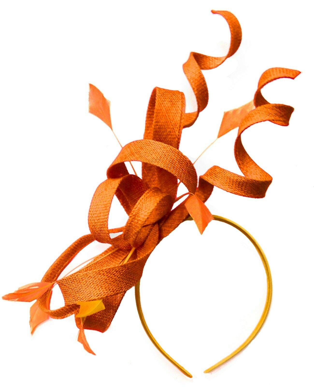 Caprilite Sinamay Headband Swirl Fascinator For Women Wedding Ascot Races (Orange) — image 1