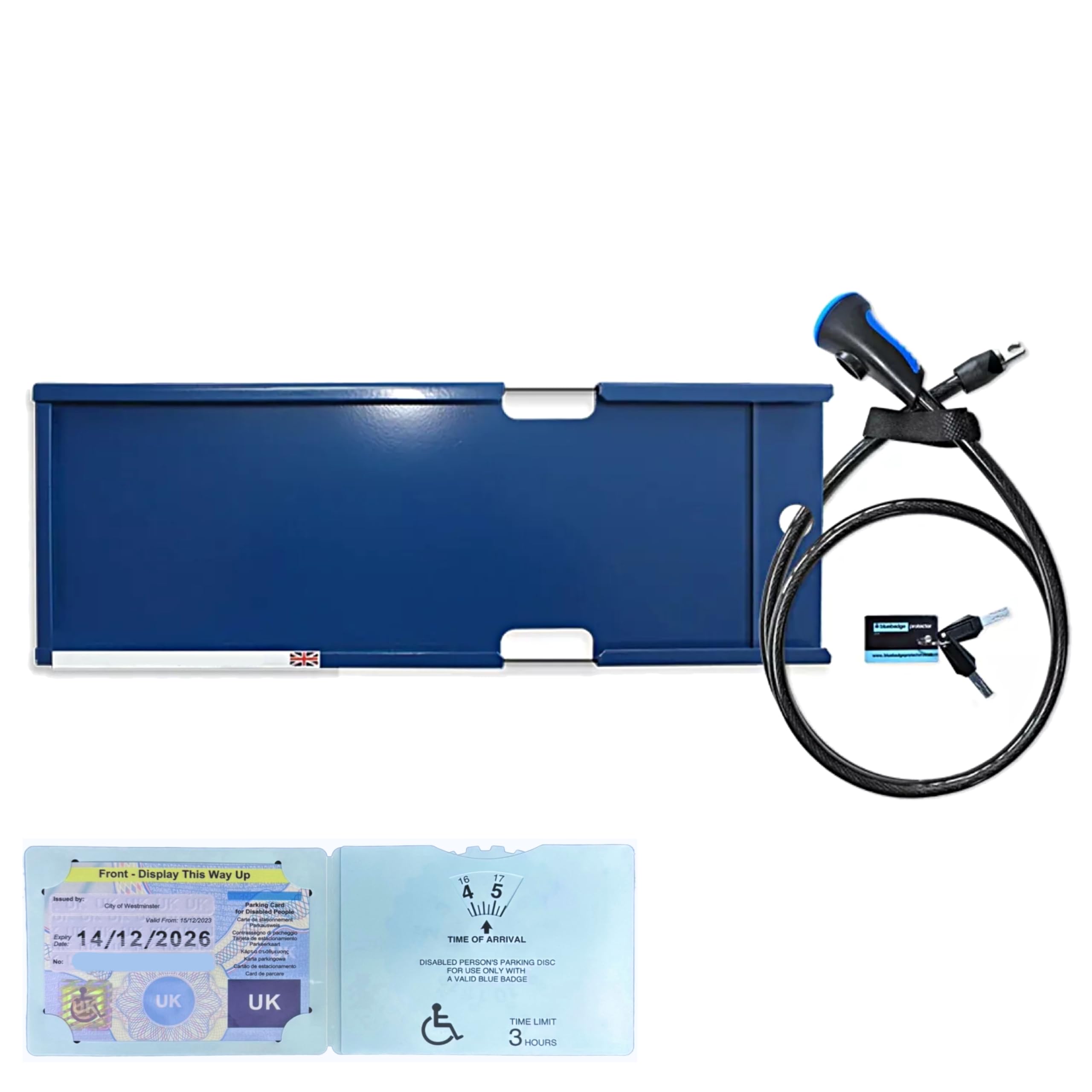 Anti Theft Combined Blue Badge Holder Lock For Disabled Parking - Suitable For Combined Badge And Clock - Disbability Protector Security Device for Car Secure Guard Wallet