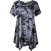 LARACE Short Sleeve Shirts for Womens Plus Size Tops Casual Summer Clothes Asymmetrical Tunic Blouses
