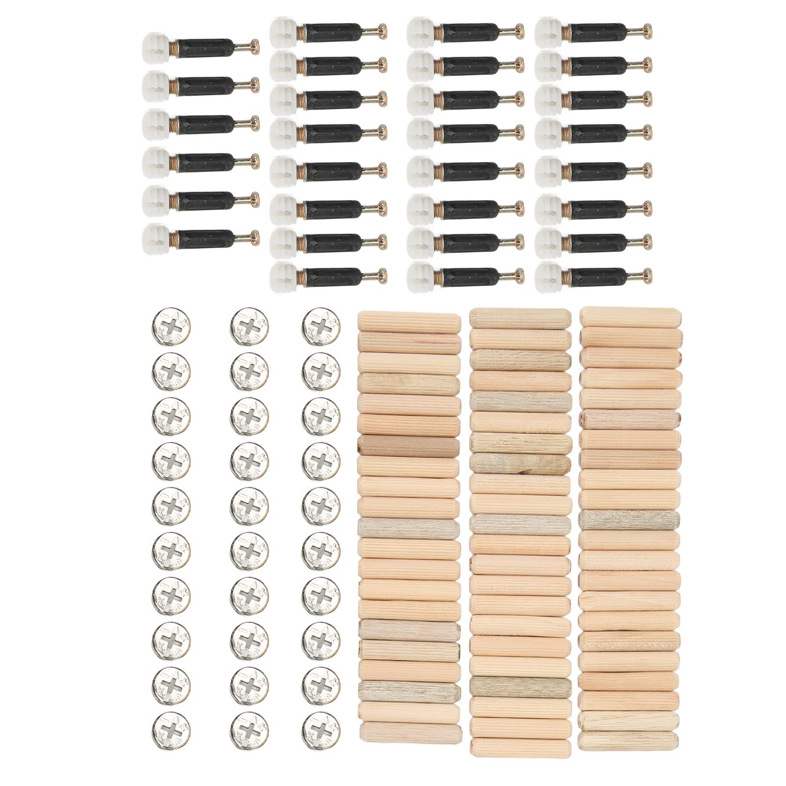 Cam Fittings with Dowel Pre Inserted Nut Connectors for Cabinet Furniture 3 in 1 Connecting Rod