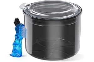 HEMILAB Denture Case, Denture Bath Cup with Brush, Denture Container Cups for Soaking Dentures, Retainers, Mouth Guard Storage Case, Denture Cleaning Holder Box - Black