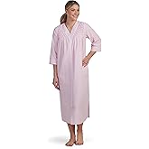 Miss Elaine Long Seersucker Women's Robe, Pockets and Zipper with Front Embroidered Trim, Sleepwear & Loungewear
