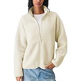 Hixiaohe Womens Fuzzy Fleece Jacket Fall Winter Warm Long Sleeve Sherpa Coats Casual Full Zip Up Outerwear with Pockets