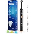 Hdinty Tooth Polisher, Rechargeable Plaque Remover for Teeth Whitening and Cleaning with 4 Speed Modes, 5 Brush Heads and LED Light (Black)