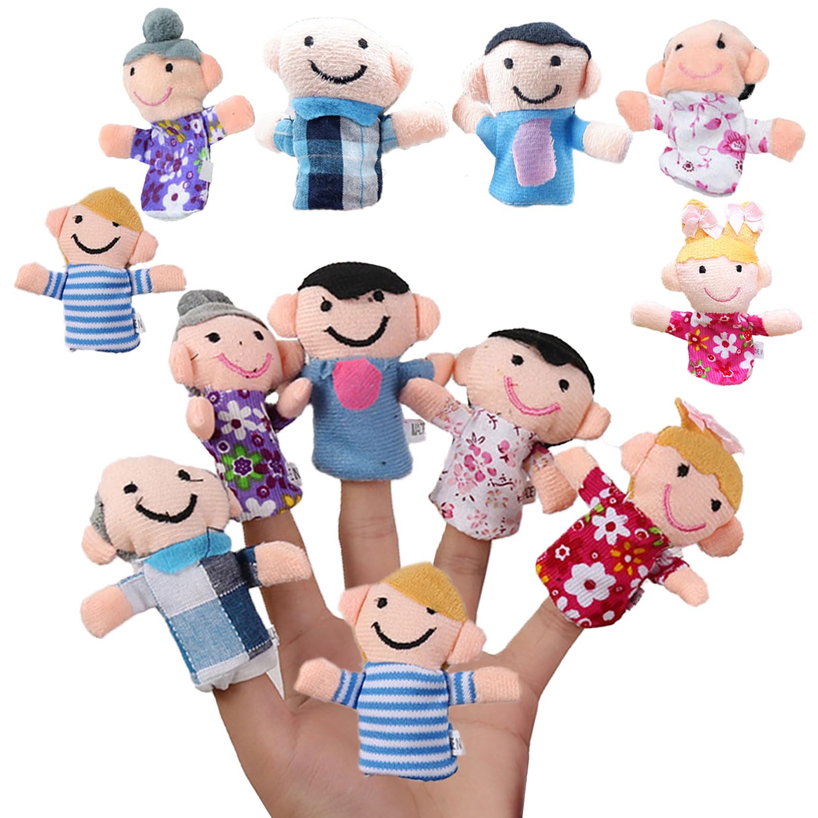 6 Pcs Finger Puppets, Puppets for Boys & Girls, Mini Plush Figures Toy Assortment Hand Puppet Novelty Gifts Christmas, Finger Doll Puppet Show Props Hand for Shows