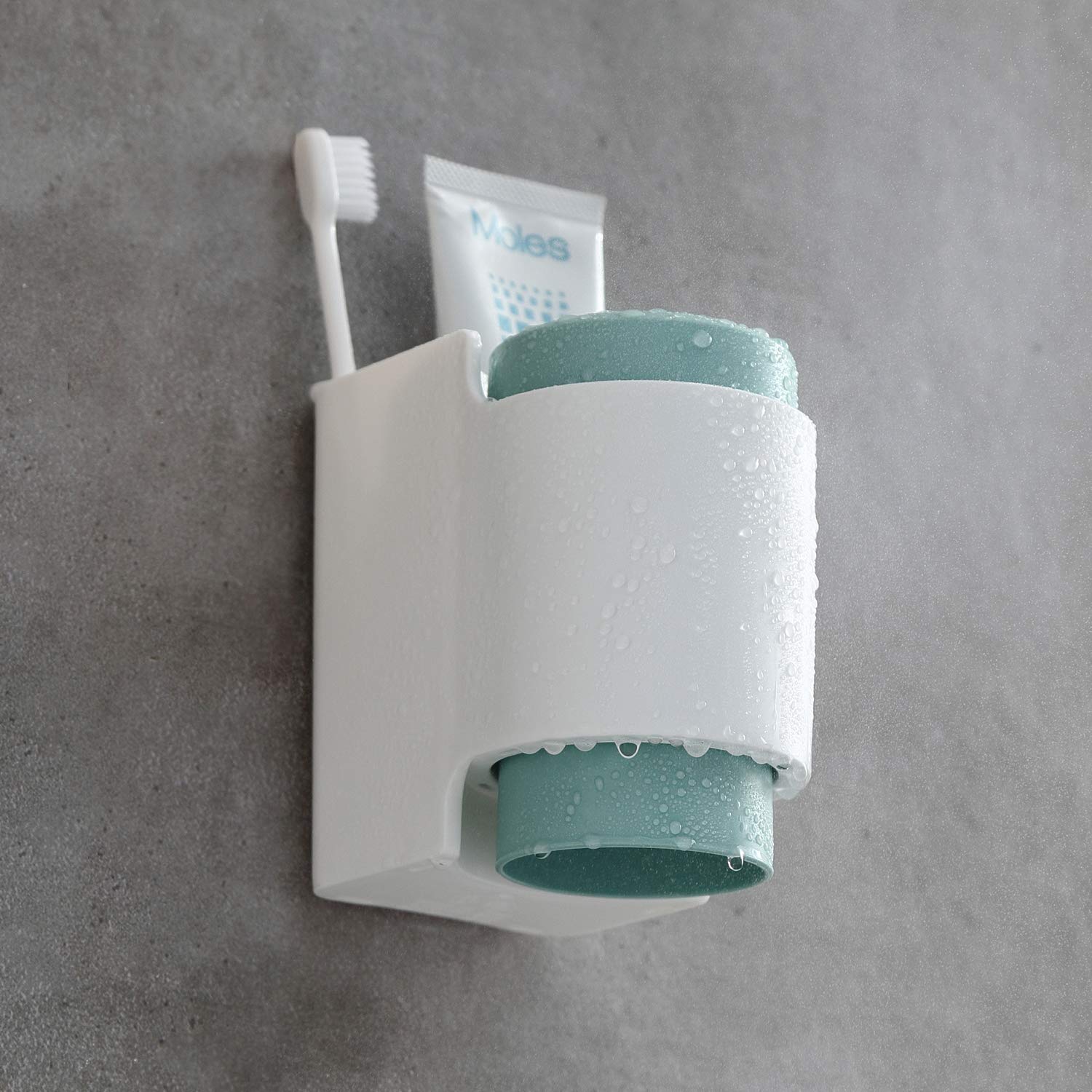 Taozun Toothbrush Holder - Self Adhesive Toothbrush Toothpaste Holder Set Bathroom Toothbrush Organizer with 2 Cups, No Drilling