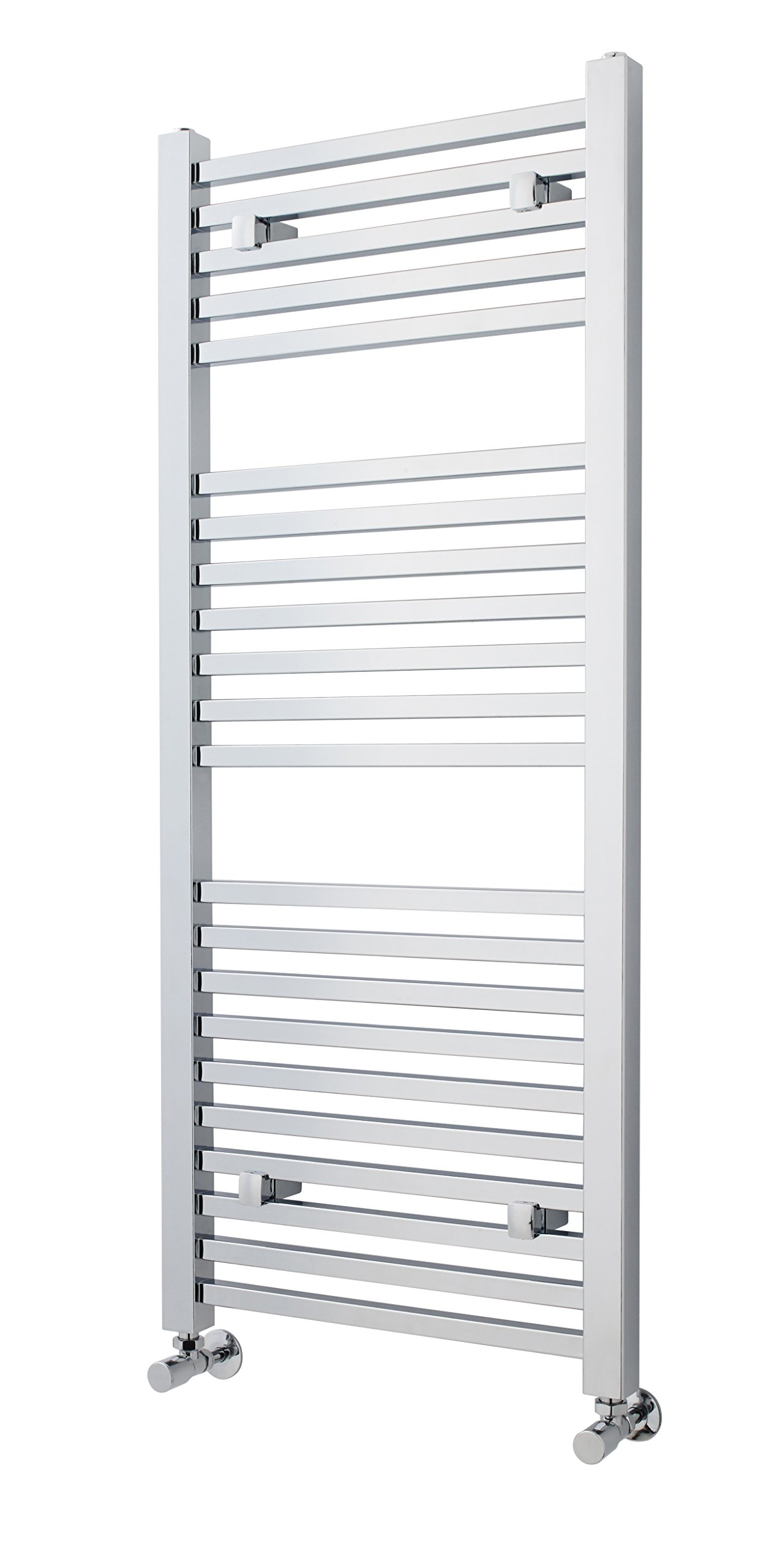 nuie MTY109 | Modern Bathroom Vertical Square Heated Ladder Towel Rail, 1200mm x 500mm, Chrome