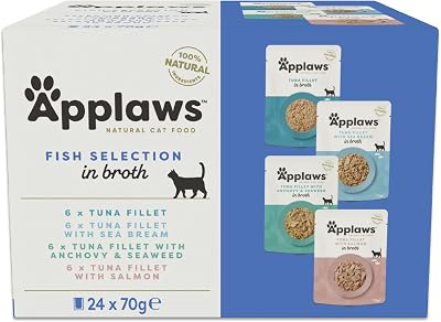 Applaws 100% Natural Wet Cat Food Fish Selection in Broth 70 g 24 Pouches