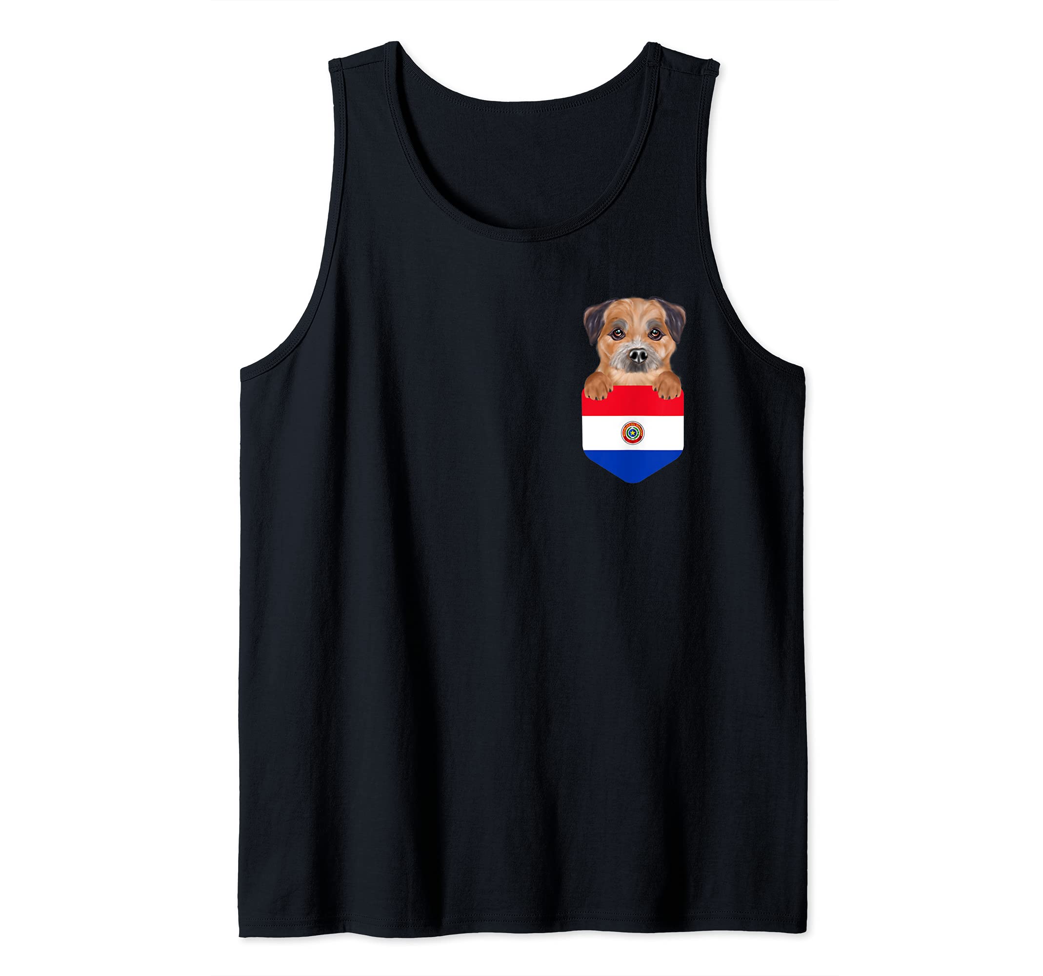 Paraguay Flag Border Terrier Dog In Pocket Tank Top