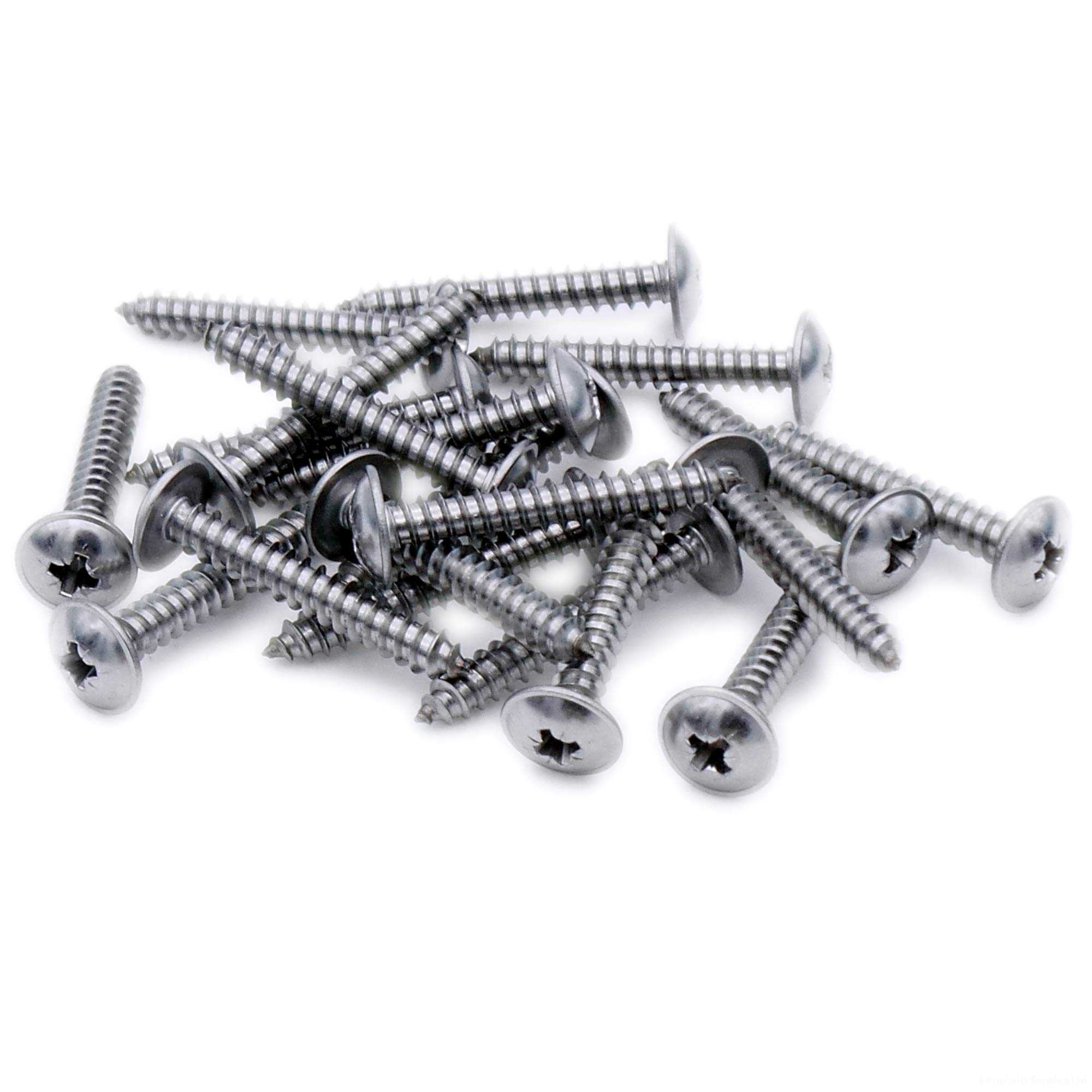 No.4 x 0.75 (2.9mm x 19mm) Pozi Flanged Self-Tapping Screw - Stainless Steel (A2) (Pack of 20)