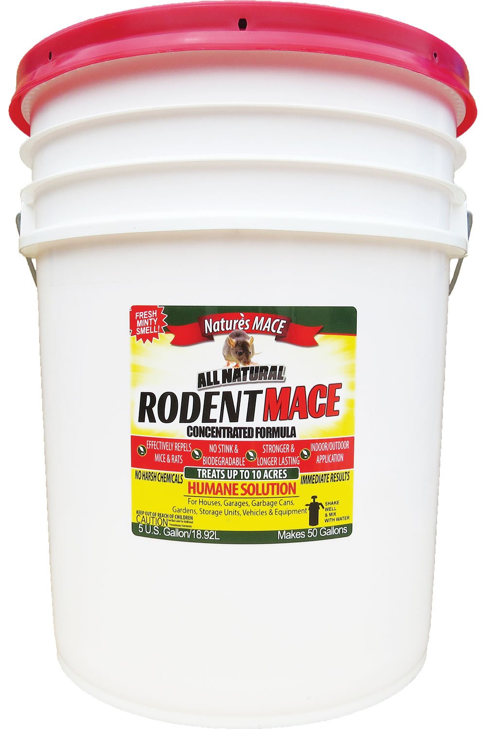 Nature's MACE RODCON7005 Rodent Mouse Rat Repellent Concentrate 5 Gallons Treats 10 Acres