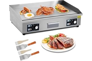 TAKYWEP 29" Commercial Electric Griddle, 3000W Electric Flat Top Grill, Stainless Steel Electric Countertop Griddle With Drip Hole, 122°F-572°F Electric Griddle for Kitchen Restaurant